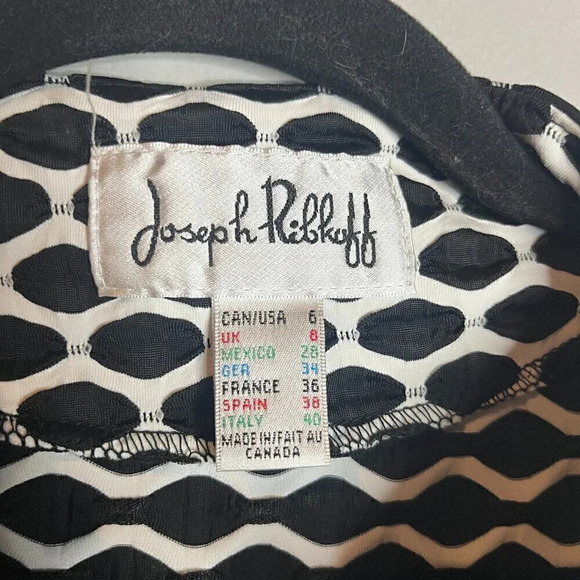 Joseph Ribkoff asymmetrical black and white patterned toggle jacket - Picture 3 of 4